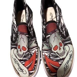 Ed Hardy Shoes Men's 9.5 Slip On Wes Skull Tattoo Design Grunge Punk  Hippie